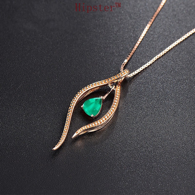 New Luxury Natural Emerald Pendant Full Diamond Stitching Necklace