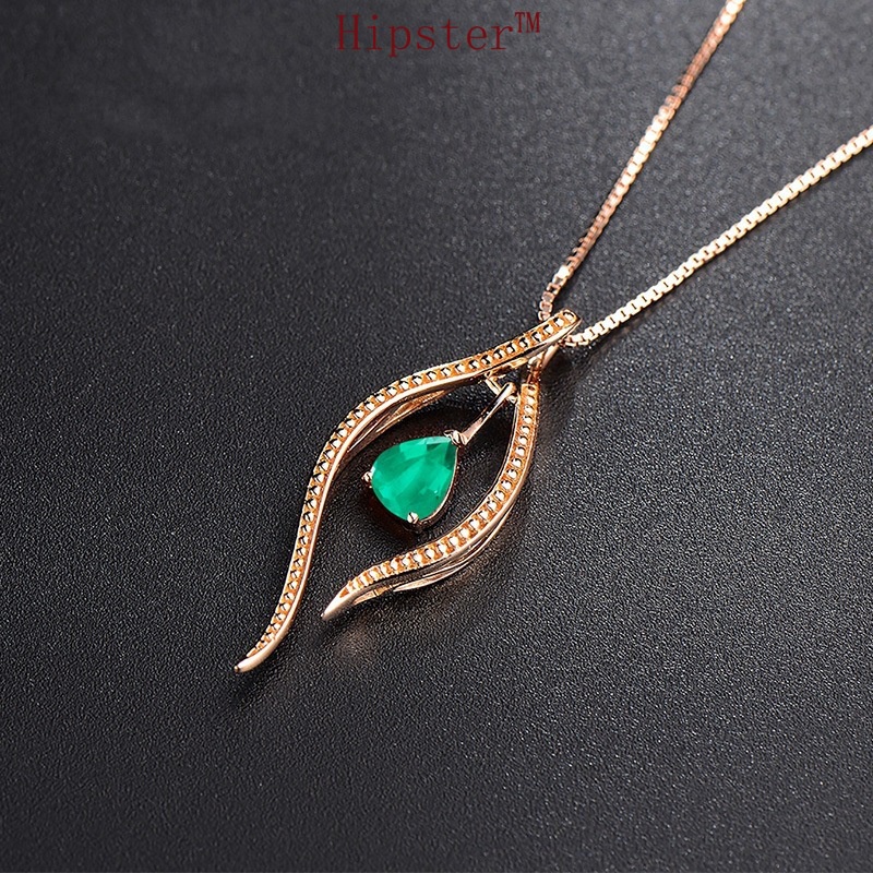 New Luxury Natural Emerald Pendant Full Diamond Stitching Necklace