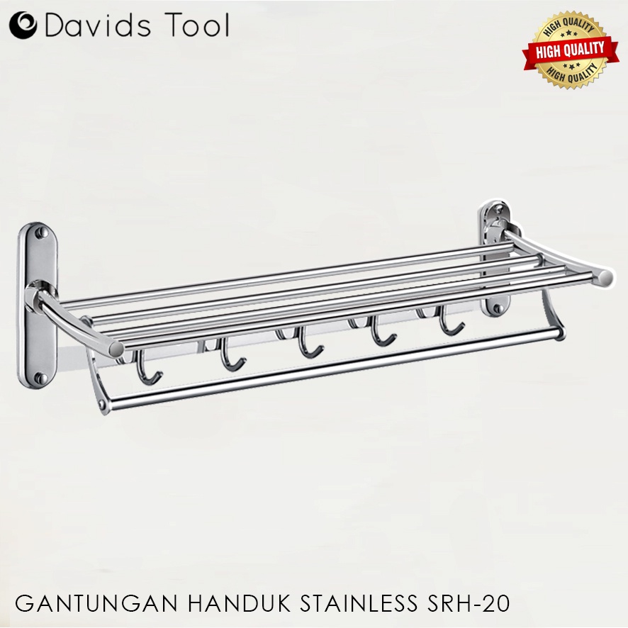 Hanger Handuk Gantungan Stainless Dinding Rak Kamar Mandi Lipat