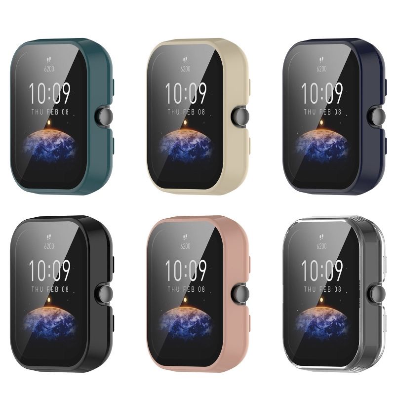 Case Cover Amazfit Bip 3 Bip 3 Pro - Full Screen Protector Tempered Glass Case