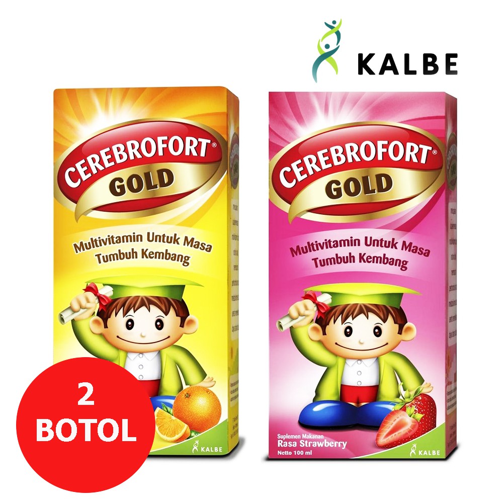 Cerebrofort Gold 100ml 2 Btl Orange dan Strawberry