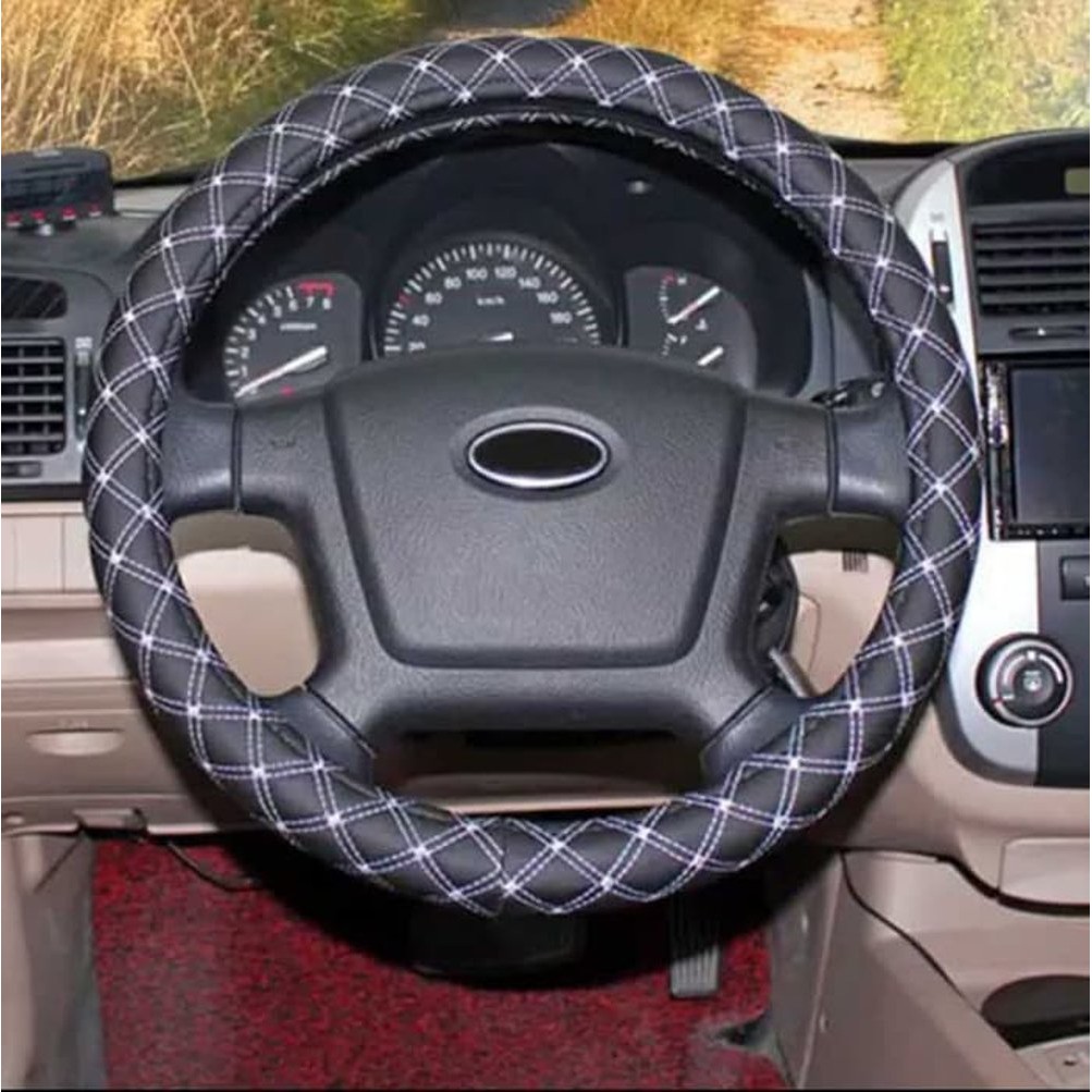 COVER STIR MOBIL HITAM JAHIT PUTIH