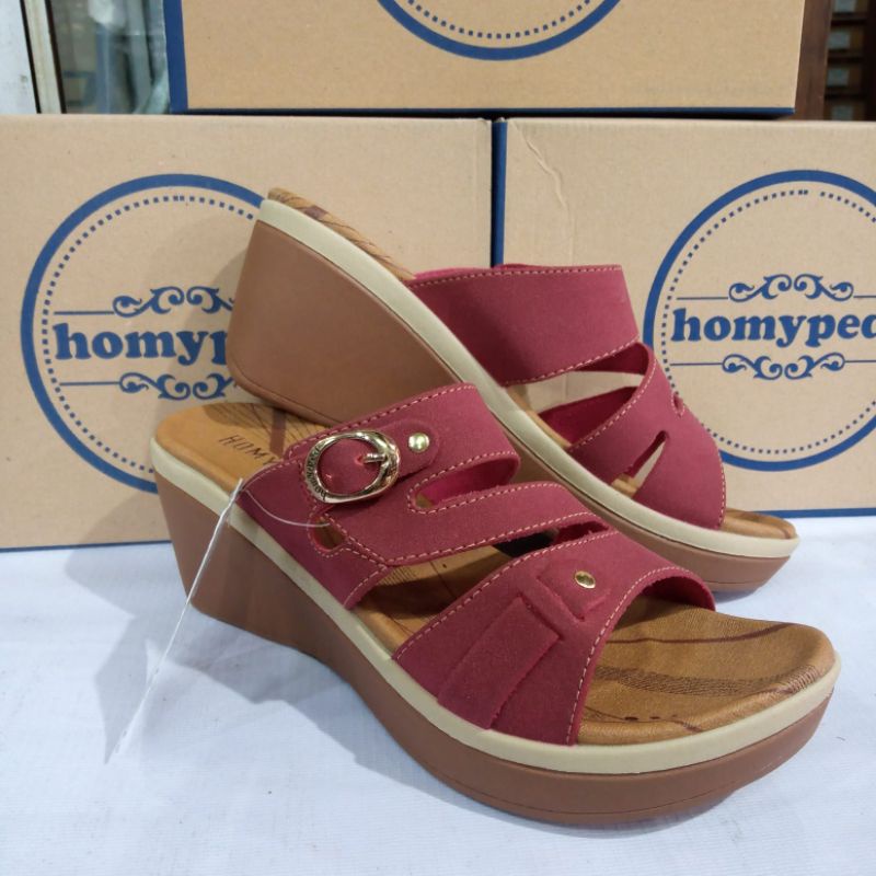 sandal wedges wanita Homyped original sandra-n 75 marun 7cm