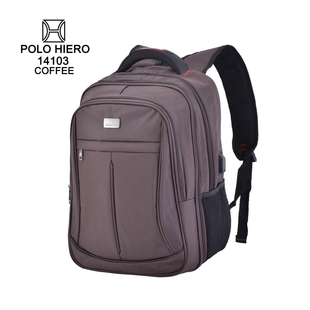 Ransel Backpack Sekolah Polo Hiero 14103 Tas Sekolah / Kuliah / Kerja, (Free Kabel USB + Rain Cover)