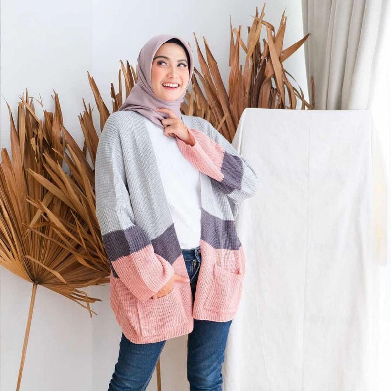 OVERSIZE LAVELLA STRIPE  RAJUT CAMERON TEBAL PREMIUM STORE09 MURAH