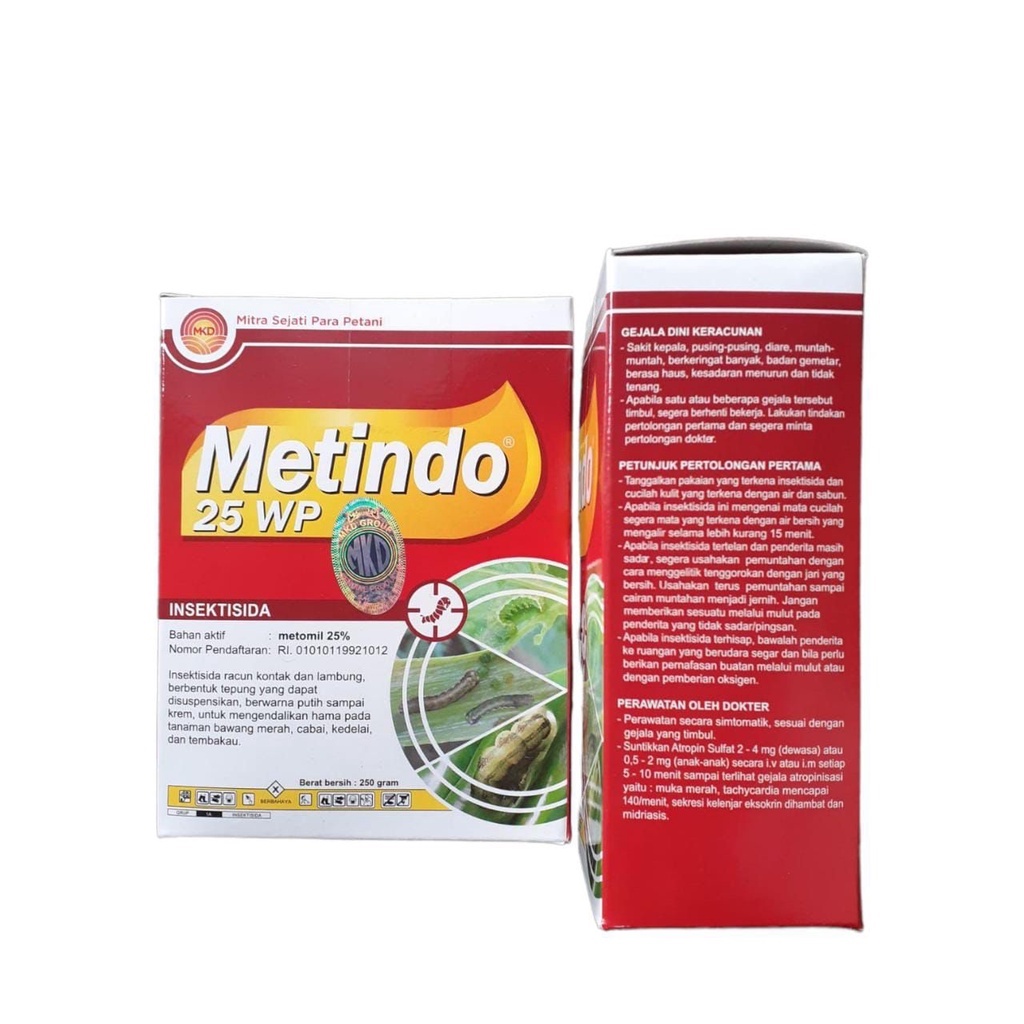 Metindo 25WP 250 gram metomil 25% pembasmi hama ulat dll pada tanaman sayur dan buah