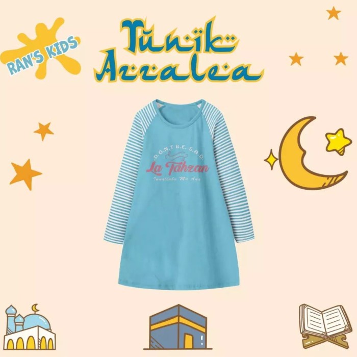 BAJU KAOS TUNIK ANAK REMAJA 10 11 12 13 14 15 16 17 18 TAHUN - Biru, 10