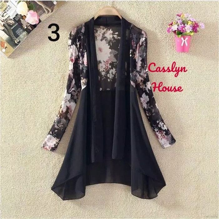 Hi Girl's  CARDIGAN PANJANG/ LONG CARDIGAN/ OUTER WANITA MOTIF BUNGA IMPORT  High Quality