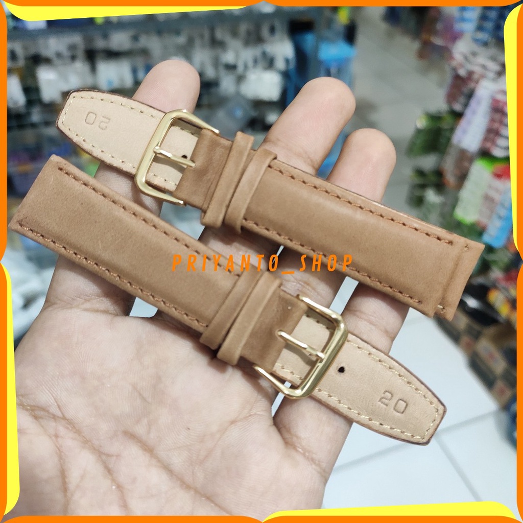 TALI JAM TANGAN KULIT BAGUS 20MM STRAP LEATHER WATCH 20 CM COKLAT BLUDRU FREE PEN