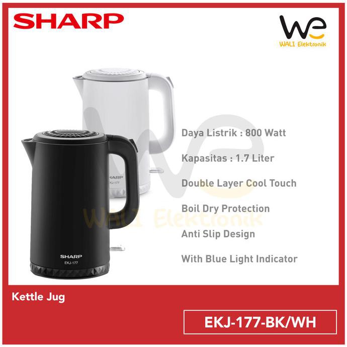 SHARP KETTLE JUG EKJ-177 / TEKO PEMANAS AIR LISTRIK MURAH AWET EKJ177 - PUTIH