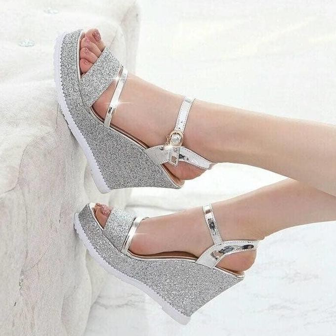 WEDGES GLITTER GLAMOUR SILVER
