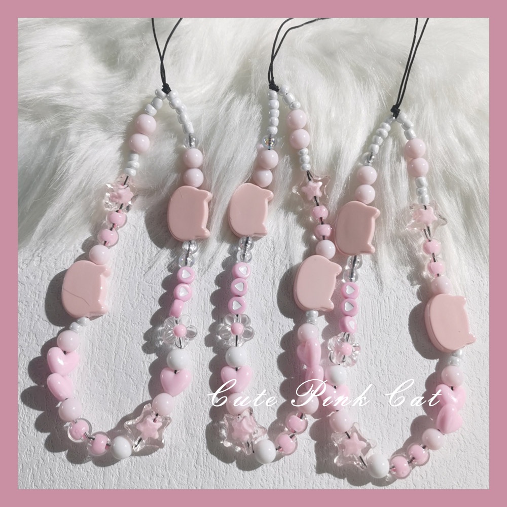 Tali Lanyard Manik-Manik Mutiara Akrilik Anti Hilang Warna-Warni Untuk Case Hp