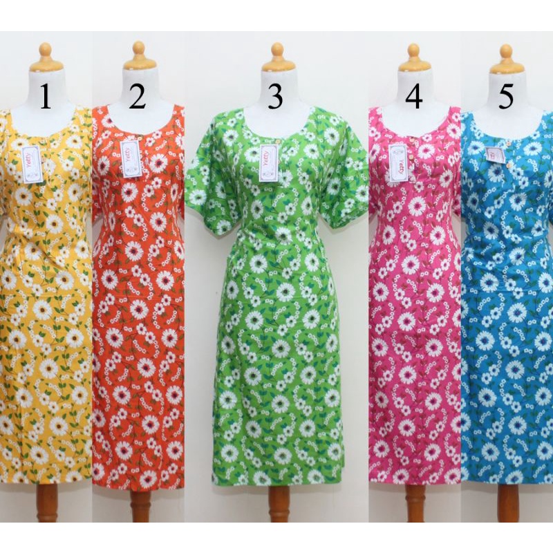 GROSIR LANGSUNG KONVEKSI YETTY Daster Ibu Super Jumbo LD 140cm per 10pc 1 seri 5 warna
