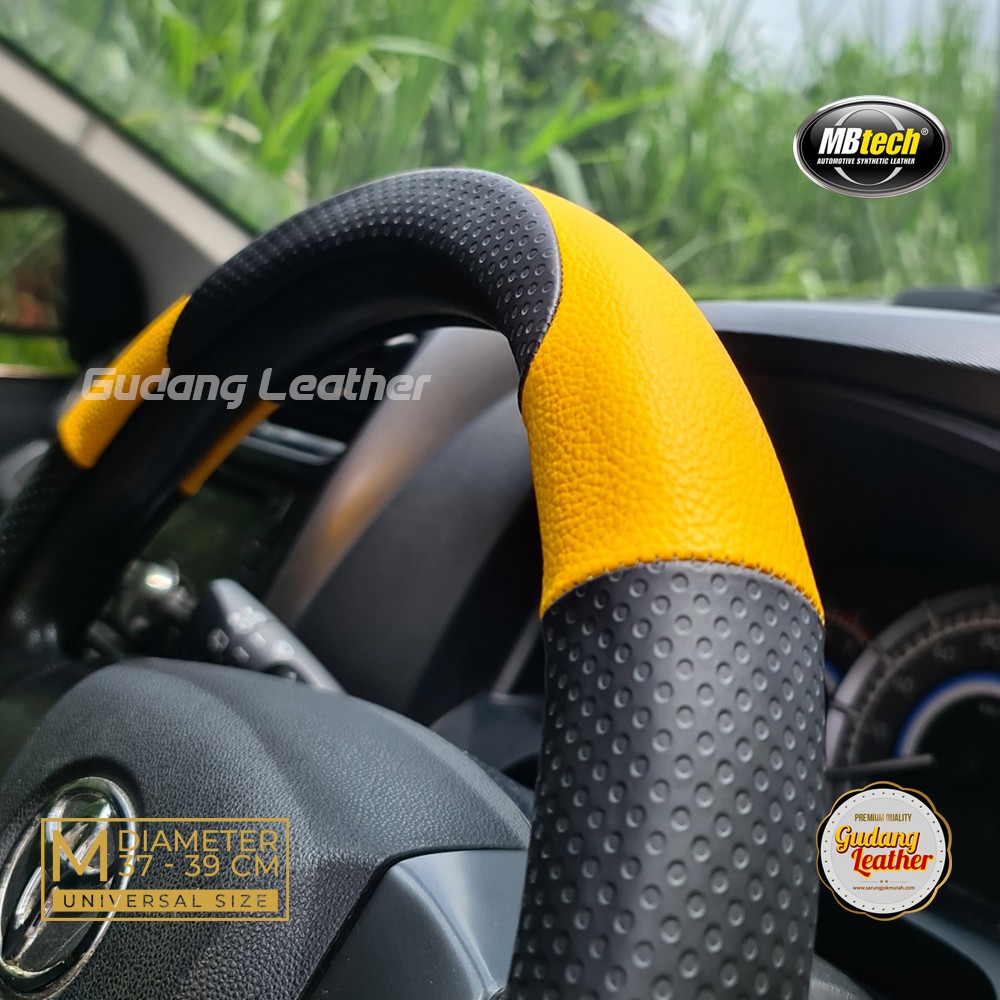 Sarung Stir Mobil bahan MBTECH - Dominan Hitam