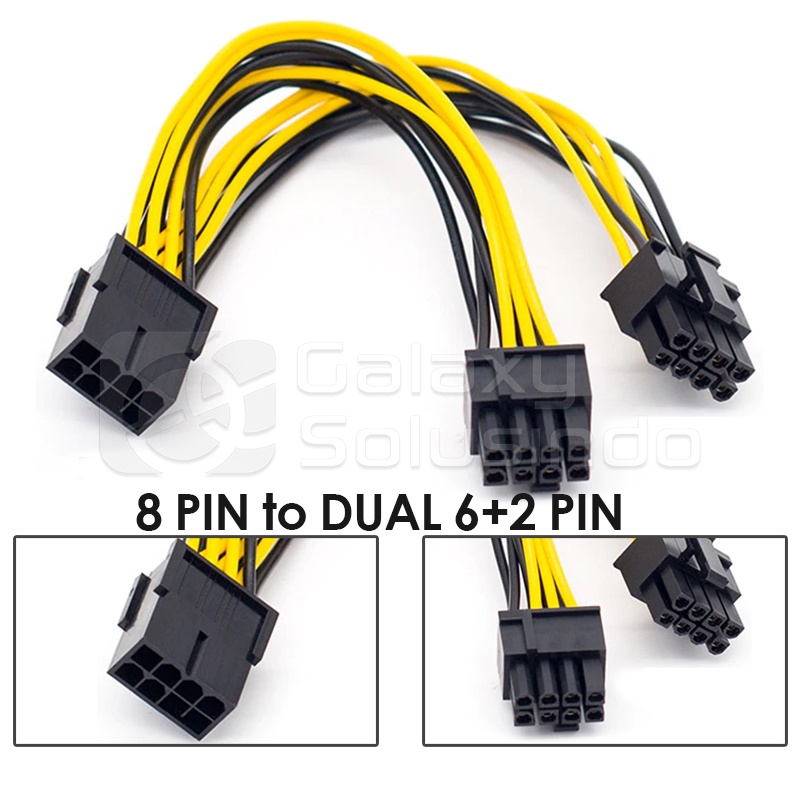 Kabel Converter 8 Pin Female To Dual 6+2 Pin Male PCIe Cable