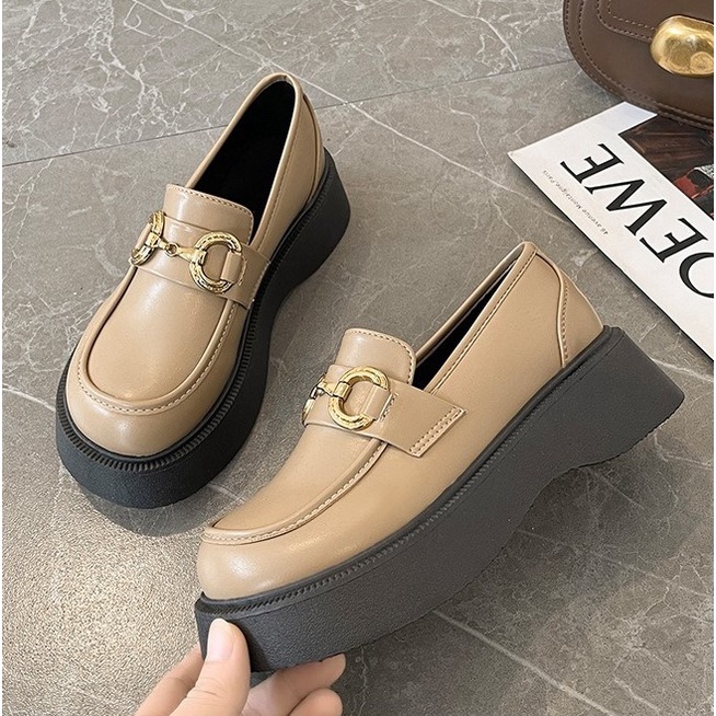 FD Docmart Shoes Wanita Loafers Kekinian Sepatu Flat Kerja Terbaru Korean Style KI-015