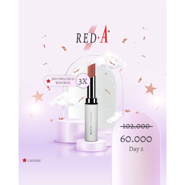 Paket  3 Lip Matte Lipstick Red A