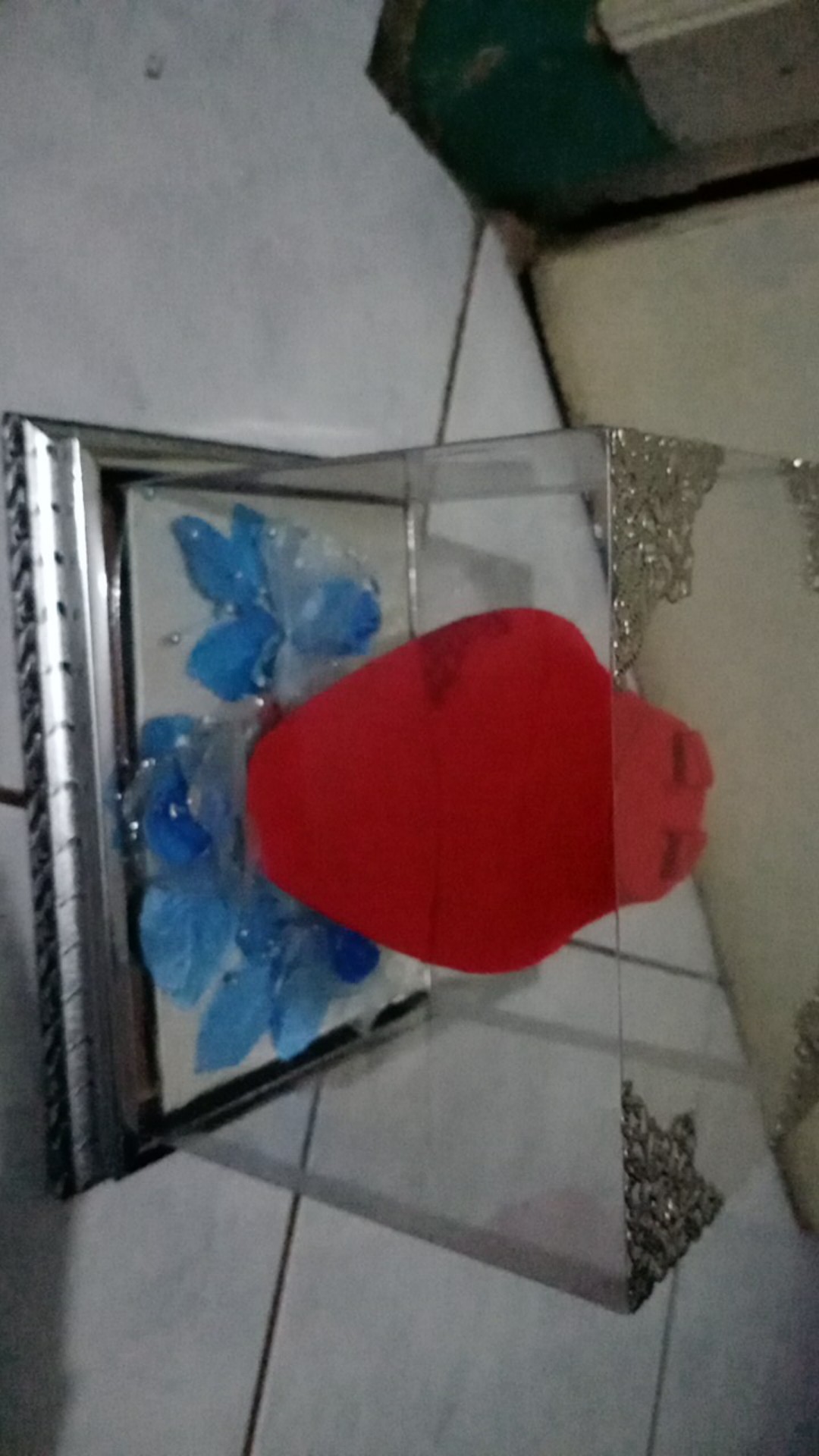 Tempat Perhiasan Untuk Kalung Warna Biru Frame Silver