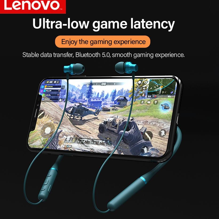 Oke Price.. Lenovo XE05 Neckband Sport Headset Bluetooth Bass Stereo Mic IPX5 Waterproof Headphone