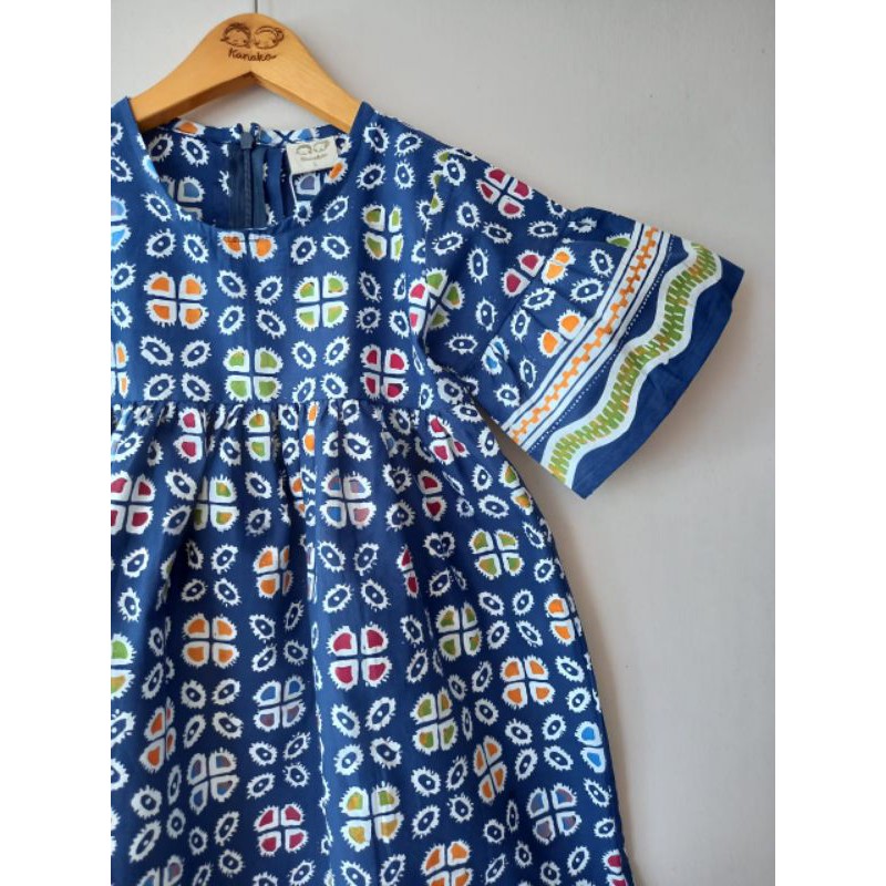 Batik Anak Kirana Jumputan Navy Dress