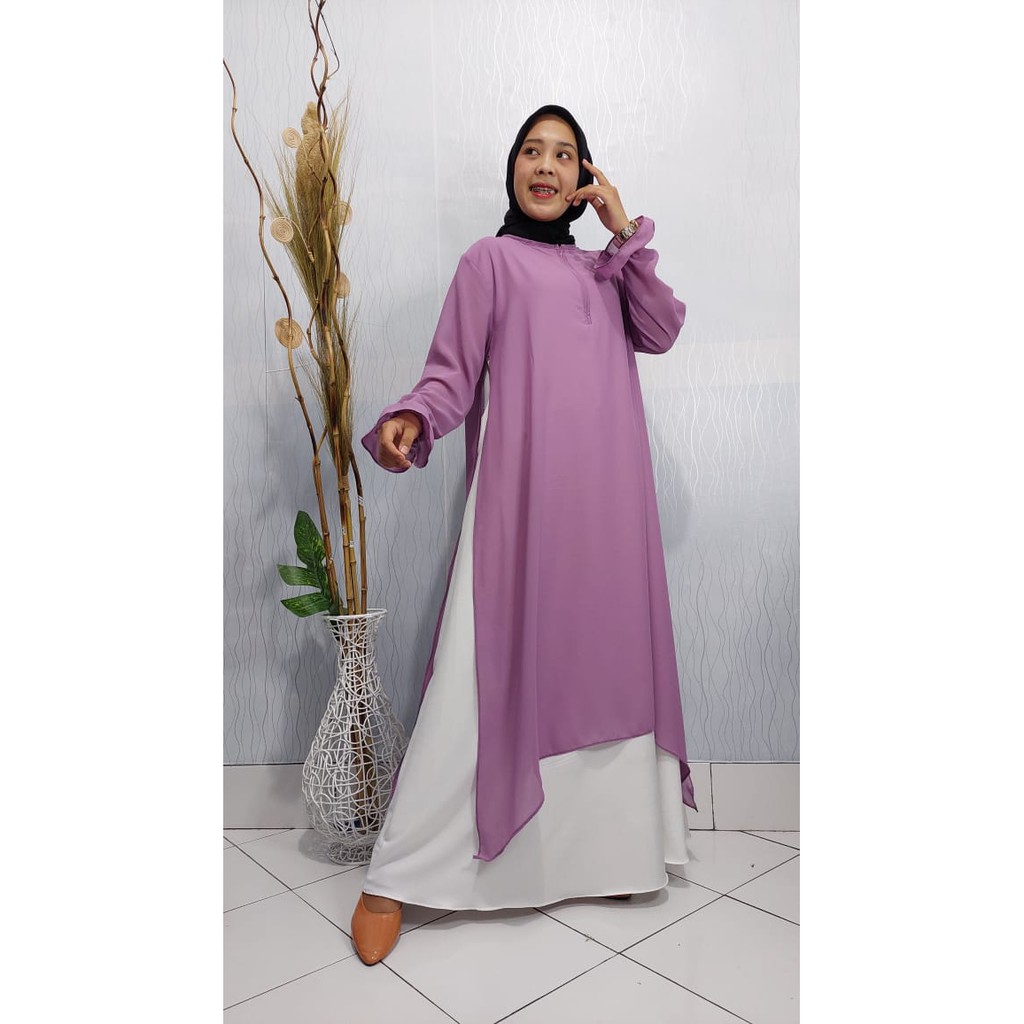 Dress haliza bahan syakila mix ceruty babydoll model stelan hits terbaru masa kini