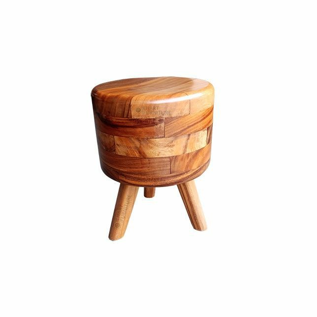 stool mosaik kayu jati solid stool unik kayu jati