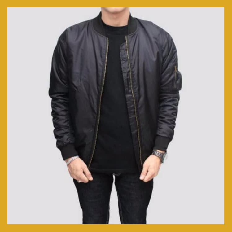 JAKET BOMBER / JAKET BOMBER ORIGINAL / JAKET COWO / JAKET PRIA - POLOS CREAM, L