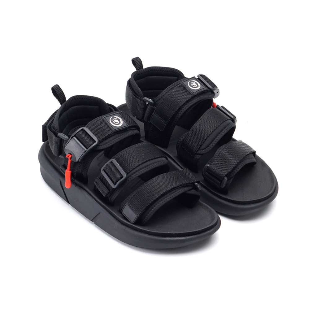 MINOS FULL BLACK ORIGINAL x GREATA Sandal Casual Hitam Pria Sendal Gunung Kasual Jalan Santai Harian Main Hangout Lebaran Fashion Distro Remaja Traveling Outdoor Premium Travelling Footwear Tali 3 Strap Big Size Jumbo Ukuran Besar 44 Keren Terbaru Branded