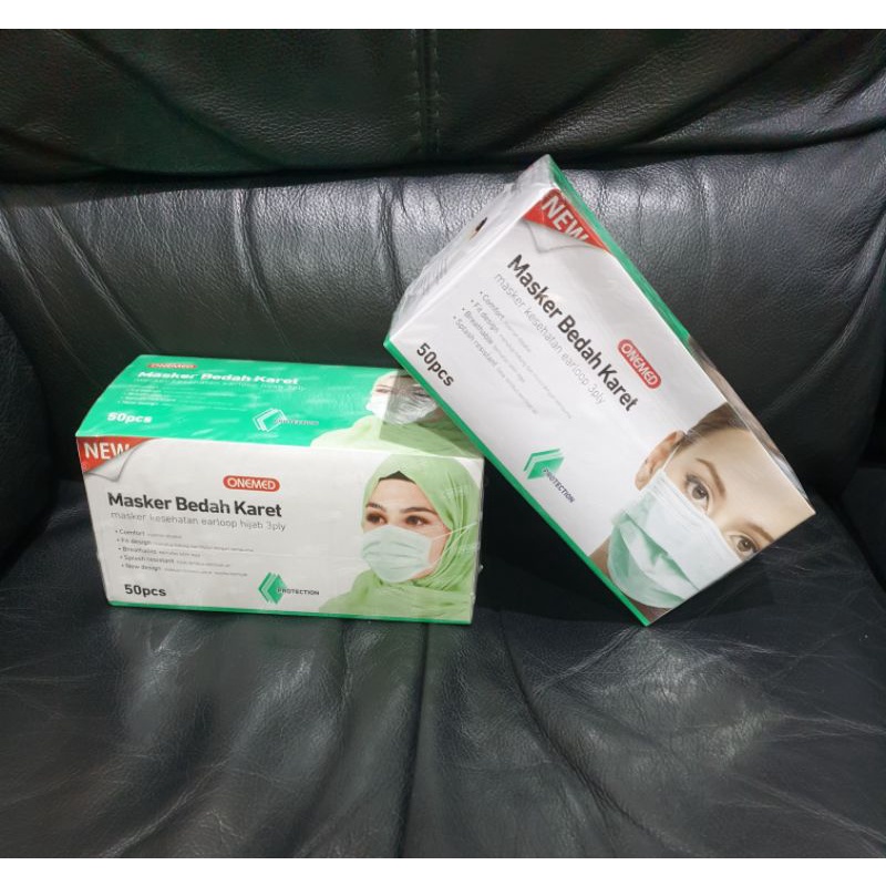 1 BOX ONEMED MASKER EARLOOP / HIJAB BEDAH KARET MEDIS