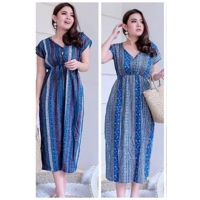 Dress Daster Manohara Panjang Maxi Dress Motif Macan, Bunga dan Etnik (Bisa Pilih motif)