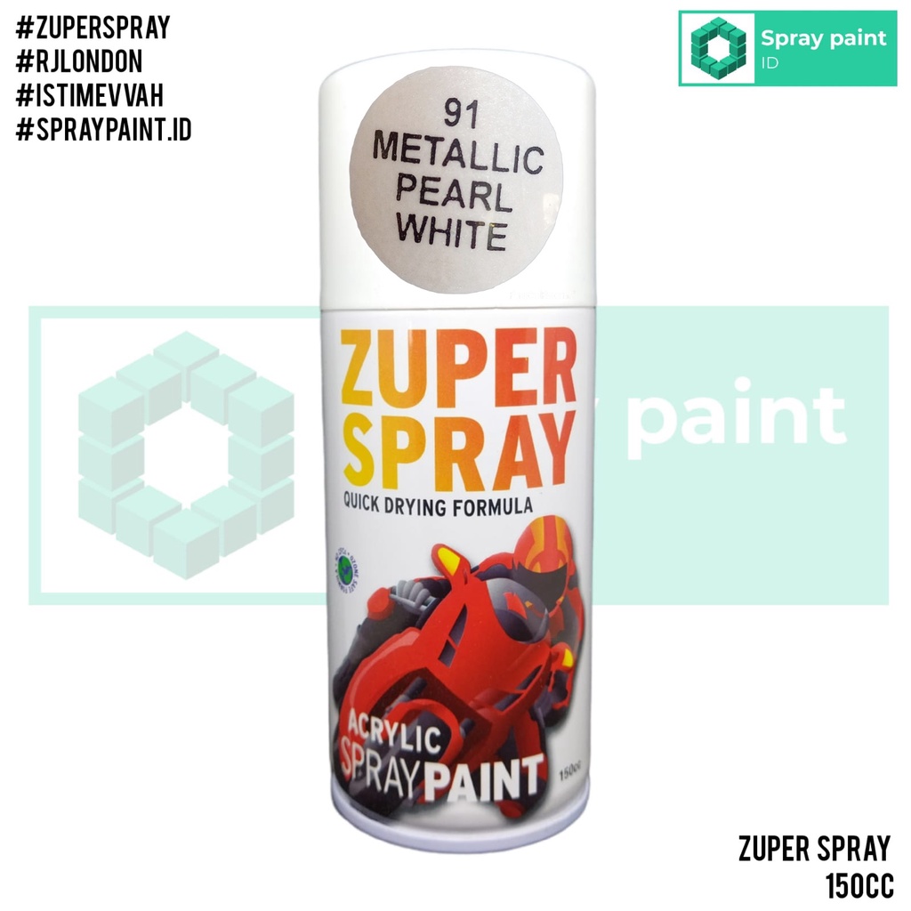 cat semprot metallic pearl white ( putih tulang metalik ) ZUPER SPRAY pilok pilox spray paint