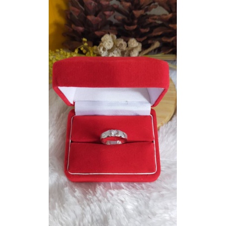 Cincin Couple Model mata 1, Perak 925, Sepuh Emas Putih