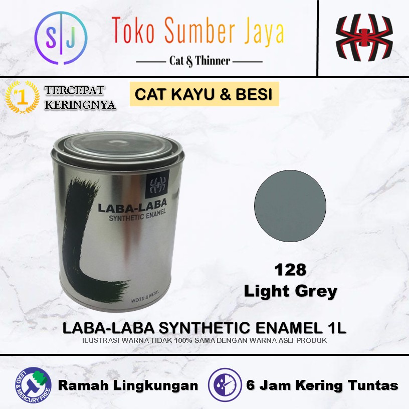 Cat Kayu dan Besi Kering 6 Jam Laba-Laba Synthetic Enamel (Light Grey 128)