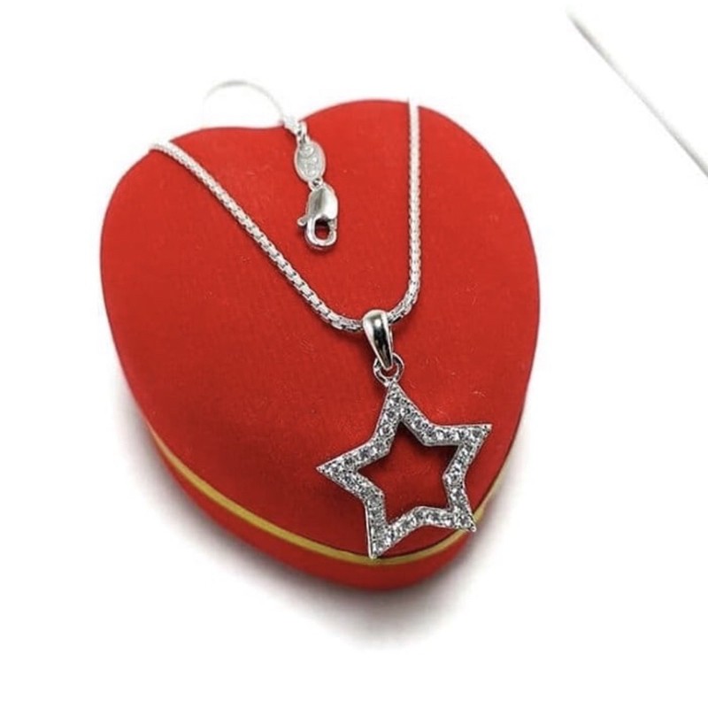 Kalung liontin bintang kalung perak 925 lapis emas putih SK04