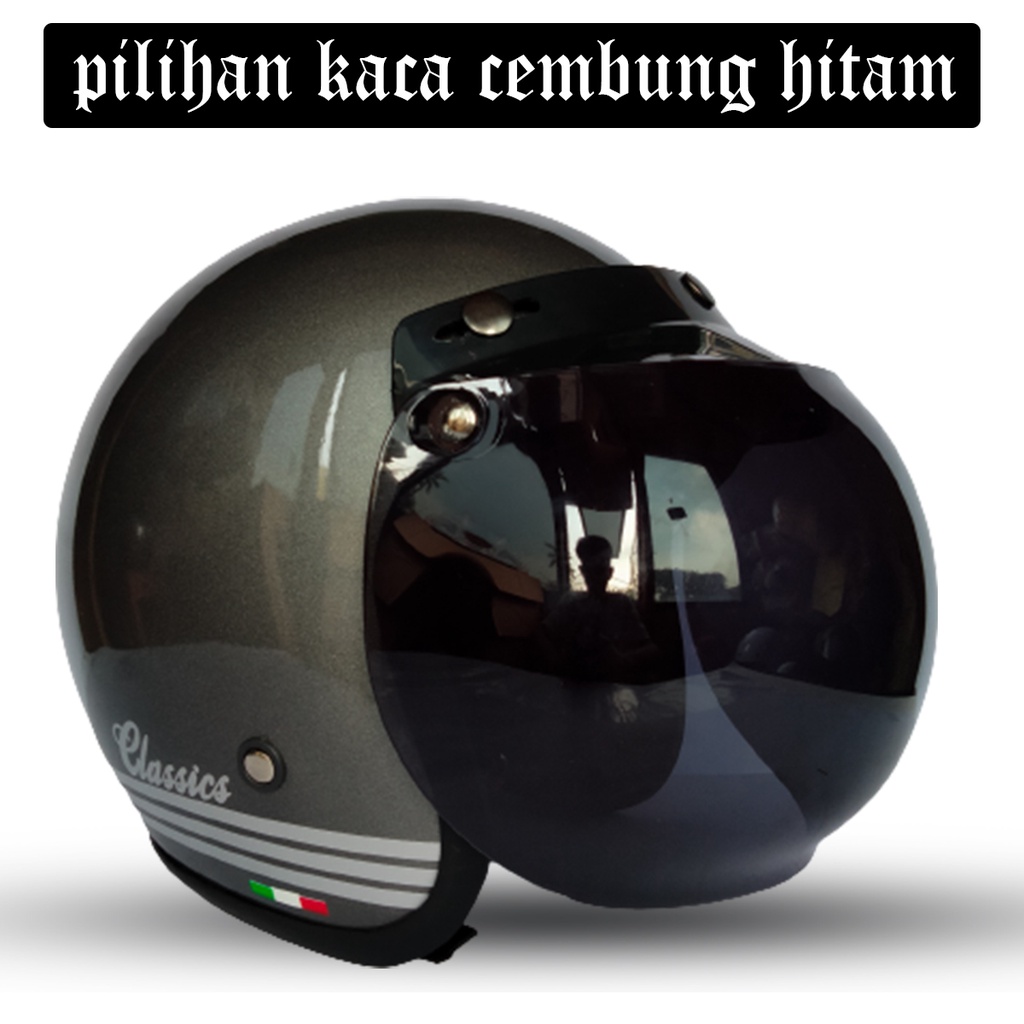 HELM BOGO RETRO DEWASA FULL LEHER UNTUK PRIA DAN WANITA DEWASA HELM MURAH KUALITAS PREMIUM KACA DATAR INJAK KACA CEMBUNG HITAM BENING COD