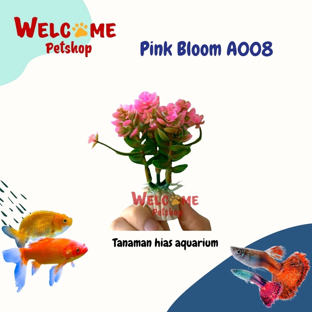 Pink Bloom A008 / Hiasan Bunga Tanaman Aquarium / Aksesoris Aquarium