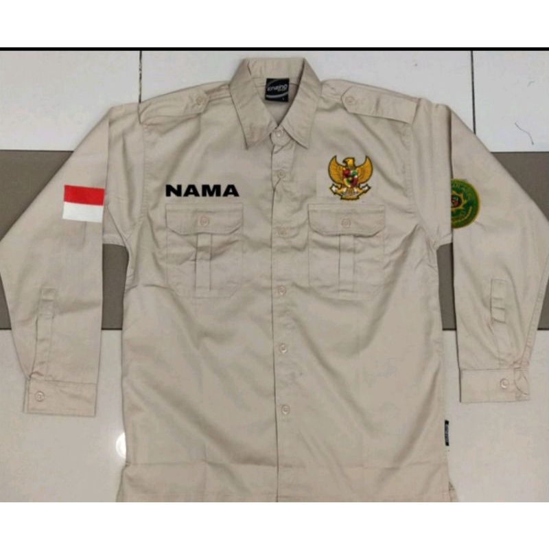 Kemeja Mahkamah Agung Seragam Mahkamah Agung Baju Mahkamah Agung Cream Lengan Panjang Bordir Nama