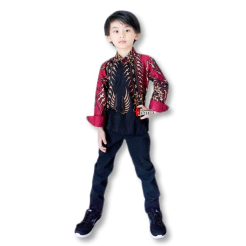 KEMEJA BATIK ANAK PRIA LENGAN PANJANG UMUR 2-12 TAHUN - BAJU BATIK ANAK LAKI-LAKI LENGAN PANJANG - COUPLE BATIK AYAH DAN ANAK - SARIMBIT BATIK