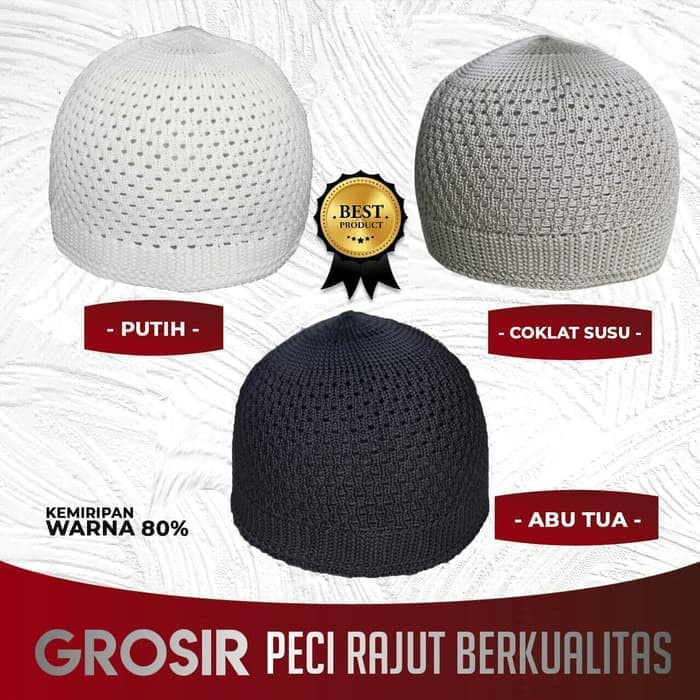 PECI HAJI RAJUTAN WARNA / TOPI RAJUTAN / PECI RAJUTAN / KOPIAH RAJUTAN