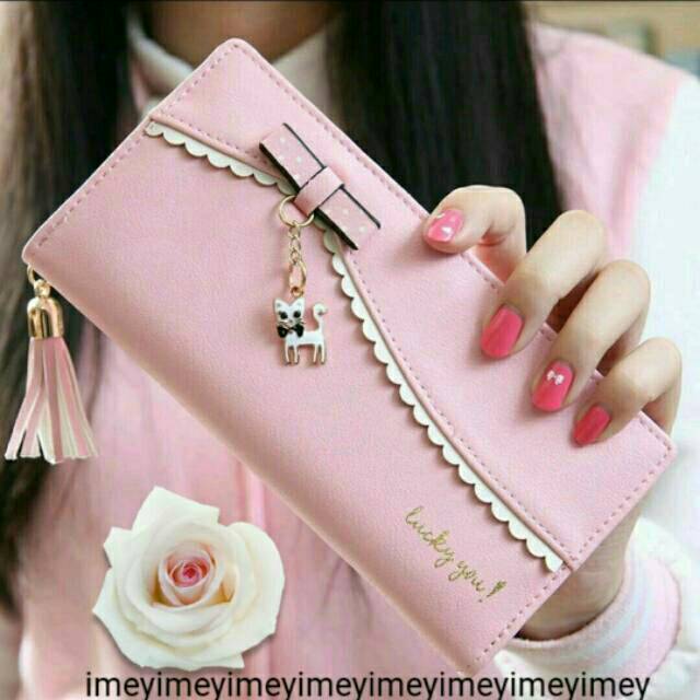 Dompet Panjang Dompet Lipat Dompet Wanita Dompet Murah Dompet Pita Kucing Renda Lokal