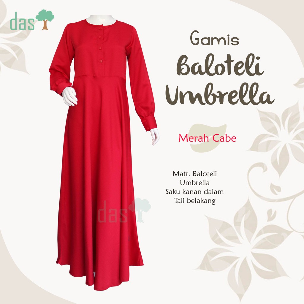 Gamis Baloteli Polos Merah Cabe L by DAS Muslim