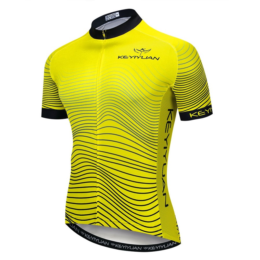 Jersey Sepeda Roadbike Pria KEYIYUAN #2 kantong belakang zip resleting