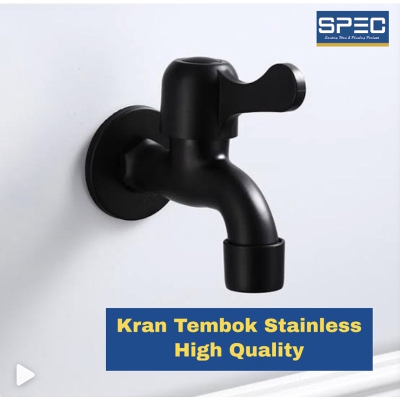 1728 Kran Tembok Dinding Stainless SUS 304 HighQuality - Keran Air Wall Black Hitam