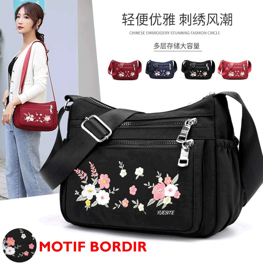 Sale Akbar 2021 Tas Selempang Bordir Flower Beautiful Bag Casual Small