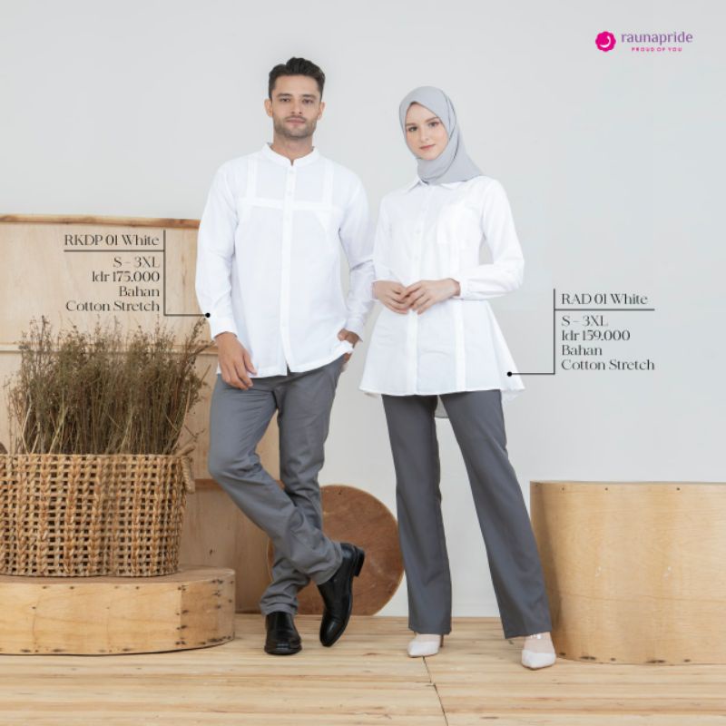 NEW ATASAN RAUNA RAD 01 WHITE / RAUNA RAD 01 WHITE / ATASAN PUTIH / TUNIK PUTIH TERMURAH