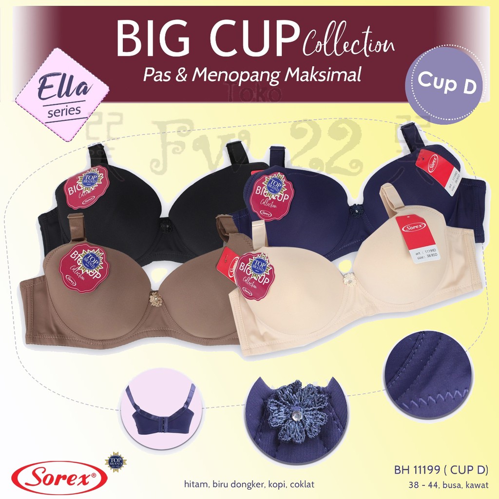 Bra Jumbo | Bra Wanita Sorex 11199 Cup D dengan Kawat dan Busa Tipis