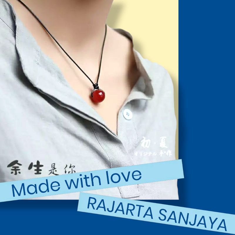 Kalung Pasangan Batu Akik Hitam Kemerahan Rest Of My Life Is You