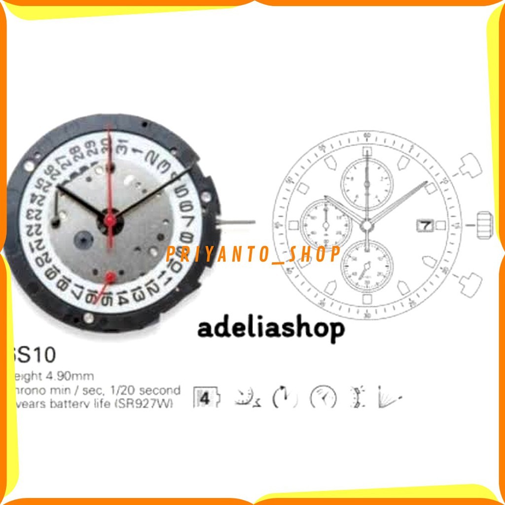 Mesin Jam Tangan Miyota 6S10 Movement Cal 6s10 Original