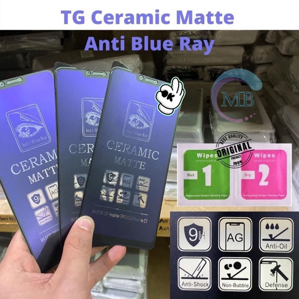 TEMPRED GLASS BLUE MATTE KERAMIK CERAMIC OPPO A76 A74 A95 A96 A54 A15S A15 A16 A3s F7 A5s A5 A9 2020 RENO 3 3 PRO 4 4F 5F 5 6 7 A57 A39 A1k A71 F1s A37 NEO 9 F3 F5 F9 A12 A7 A11K A32 MB3293