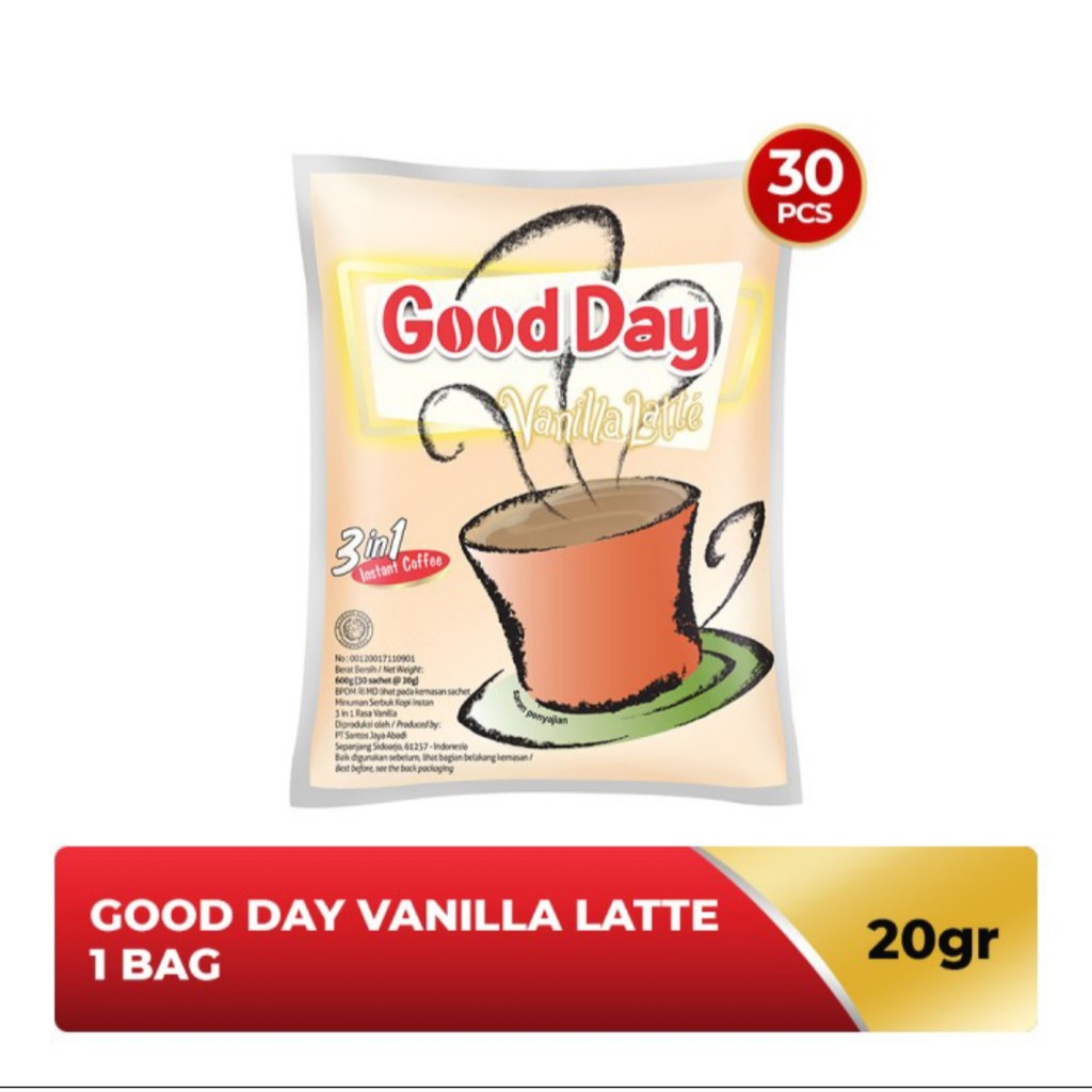 

Good Day Vanilla Latte Bag (Isi 30 Sachet x 20 Gram)